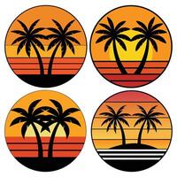 four different palm tree icons in different colors vector