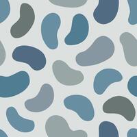 Minimal seamless pattern with blue abstract organic shapes on white background vector