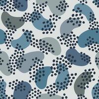 Seamless Pattern with Abstract Bean Shaped Spots and Grouped Dots on White Background vector