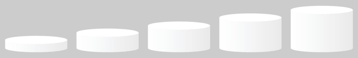 Different High of White Matte Round Podium Winner Platform or Product Display vector