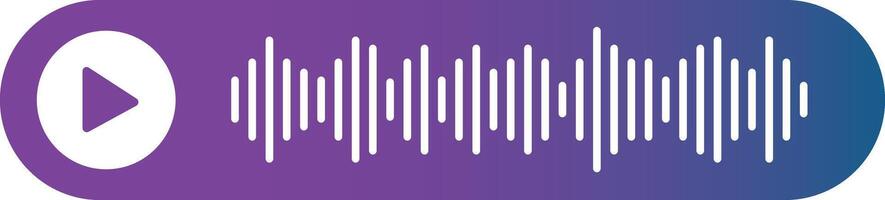 Purple Blue Gradient of Play Button with Music Rhythm Sound Wave on Rounded Rectangle vector