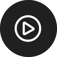 Circle White Black Outline Play Button for Music Apps vector