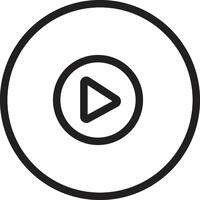 Circle Black Outline Play Button for Music Apps vector