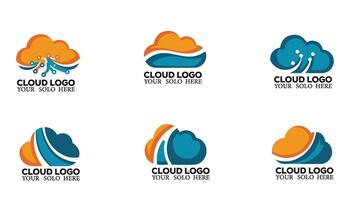 Symmetrical Abstract Weather Cloud Logo Symbol Set Icon for Digital Use vector
