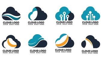 Curved Abstract Weather Cloud Logo Symbol Set Icon for Weather Branding vector