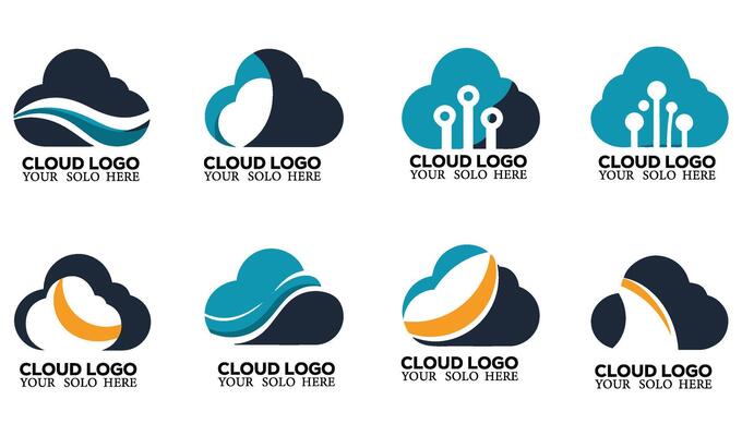 Curved Abstract Weather Cloud Logo Symbol Set Icon for Weather Branding