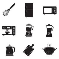 Culinary tool icon bundle featuring rolling pin ladle spoon knife fork whisk tongs and cloche in flat and outline styles for kitchen branding and design vector