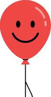 Red balloon with a smiling face and stick figure legs in a minimal illustration vector