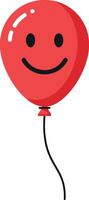 Happy red balloon with a smiling face in a flat illustration style vector