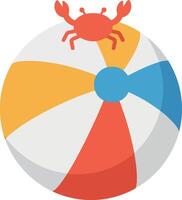 Colorful beach ball with a playful crab illustration in a minimal art style vector