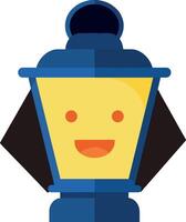 Happy lantern character in flat design style with cheerful expression in art vector