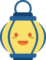 Cheerful lantern character with smiling face in flat art style vector