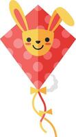 Colorful rabbit-shaped kite design in flat style showcasing playful spirit in art vector