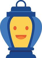 Friendly smiling lantern character design in a flat illustration style vector