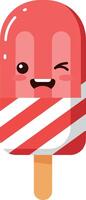 Cheerful red popsicle character winking with a playful expression in flat art vector