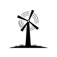 Wind turbine generating renewable energy in a minimalistic flat illustration vector