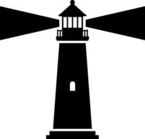 Tall lighthouse with shining beams in a minimalist flat design illustration vector