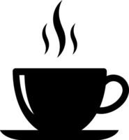 Black coffee cup with steam rising in minimal flat art vector