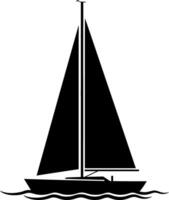 Elegant sailboat with billowing sails in minimal flat design art vector