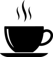 A steaming coffee cup on a saucer in minimalistic style art vector