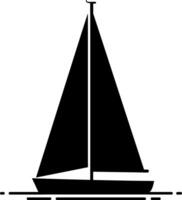 Sailing boat silhouette on calm waters in minimal style art vector