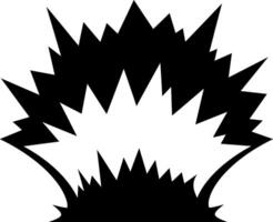 Explosive burst design in bold black colors featuring sharp jagged edges and dynamic motion in flat art vector