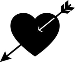 Heart symbol pierced by an arrow in minimal flat art vector