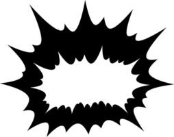 Black explosion shape with dynamic spikes in a bold, flat design style, art vector