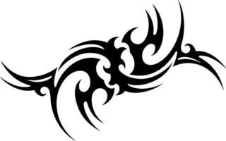 Intricate tribal tattoo design featuring flowing curves and sharp angles in a bold black flat art vector