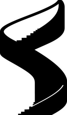 Stylized black spiral staircase design in minimal style for modern architecture art