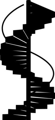 Spiraling staircase design in minimal style with geometric elements for modern illustration