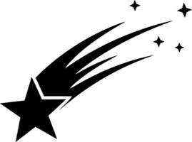 Shooting star with tail and sparkling stars in minimalist design art vector