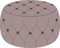Round tufted ottoman in soft beige color with subtle button detailing in flat art vector