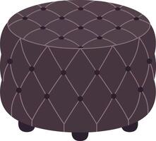 Round tufted ottoman in a rich brown color with a minimal flat design style illustration vector