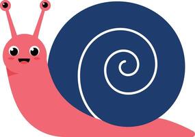 Cute pink snail with large spiral shell in playful flat illustration vector