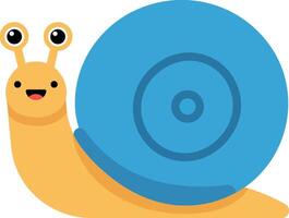 Happy cartoon snail with a blue shell in flat art style vector