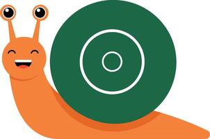 Happy orange snail with green spiral shell in flat art style vector