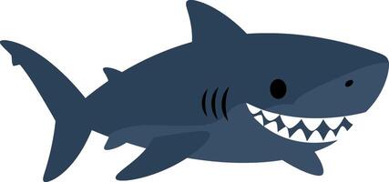 Playful cartoon shark swimming in a vibrant ocean with a minimal design style illustration vector