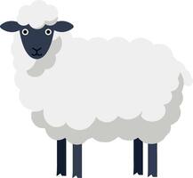 Cute sheep standing on four legs with fluffy white wool in a flat illustration vector