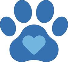 Blue paw print with heart symbol in minimal flat design style showcasing love for pets in art vector