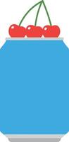 Blue soda can topped with red cherries in a minimal illustration vector