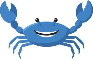 Happy blue crab character in a playful flat design style art vector