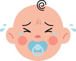 Crying baby with pacifier in flat art style expressing emotion and innocence vector