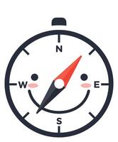Smiling compass with playful design and bright colors in flat art vector