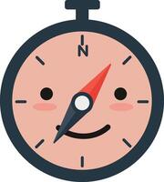 Smiling compass with friendly face in flat design style art vector