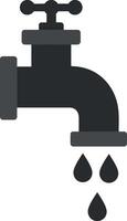 Black water faucet with dripping drops in flat minimal art vector