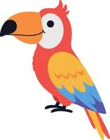 Colorful parrot with vibrant feathers in a playful, flat design style art vector