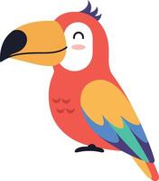 Colorful parrot with a cheerful expression in a flat design style art vector