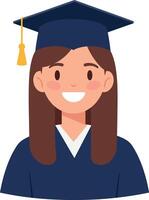 Smiling graduate wearing a blue cap and gown in a minimal illustration vector