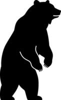 Bold black bear silhouette in a minimal style showcasing strength and grace in dynamic pose art vector